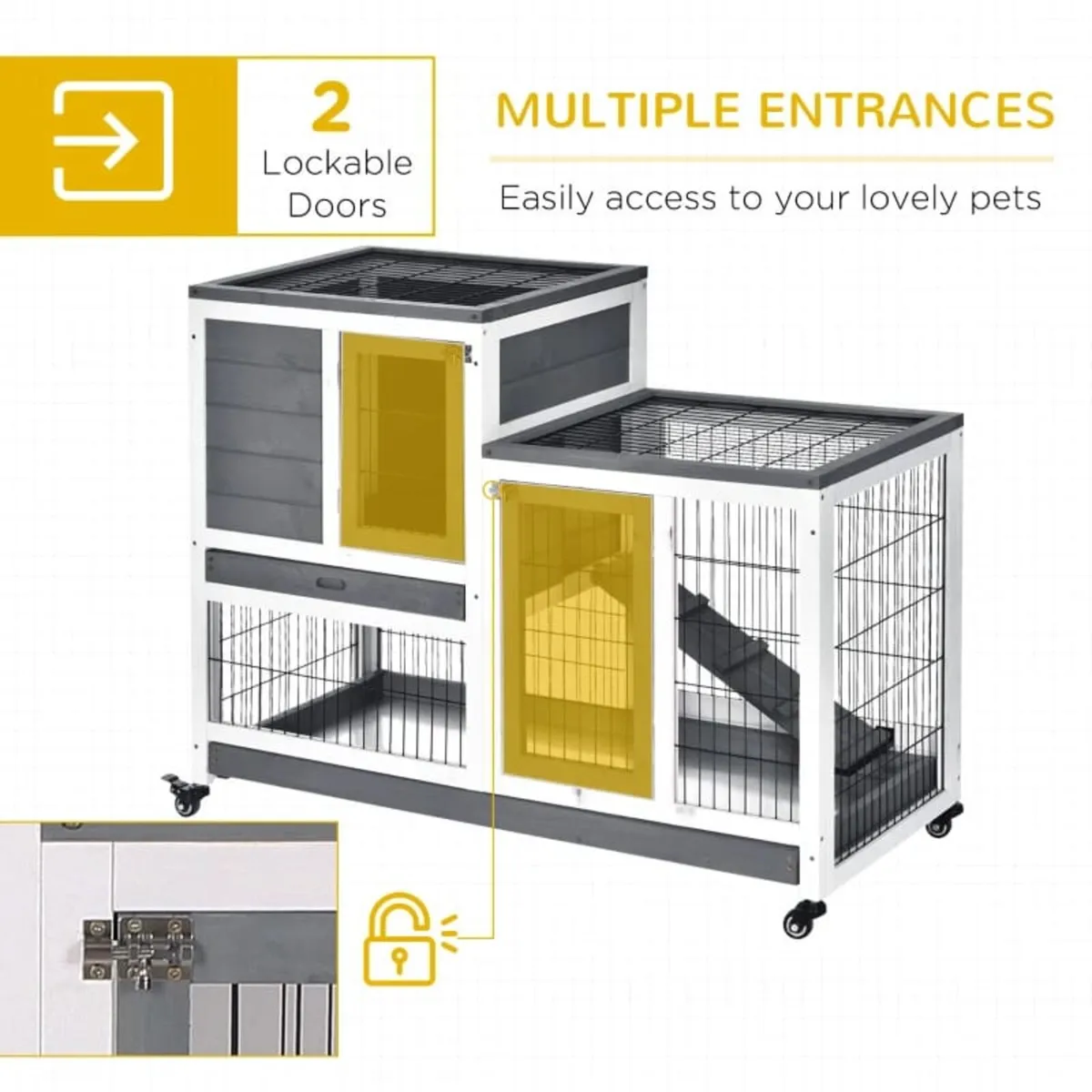 Wooden Indoor Rabbit Hutch Guinea Pig House Bunny - Image 2