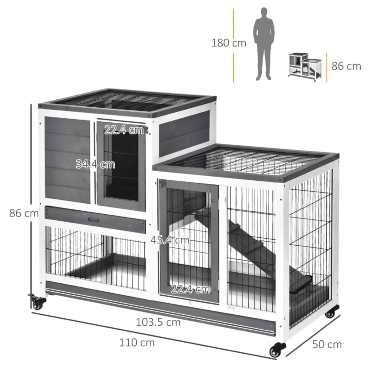 Wooden Indoor Rabbit Hutch Guinea Pig House Bunny - Image 4