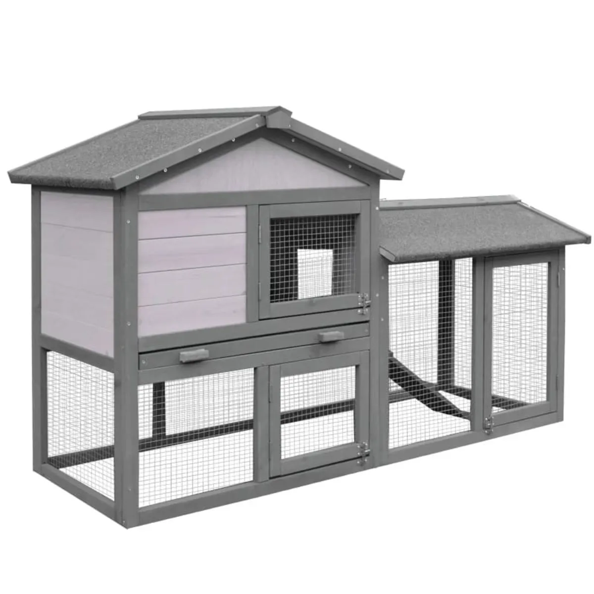 Wooden Rabbit Hutch Outdoor, Double Tier Guinea Pi - Image 1