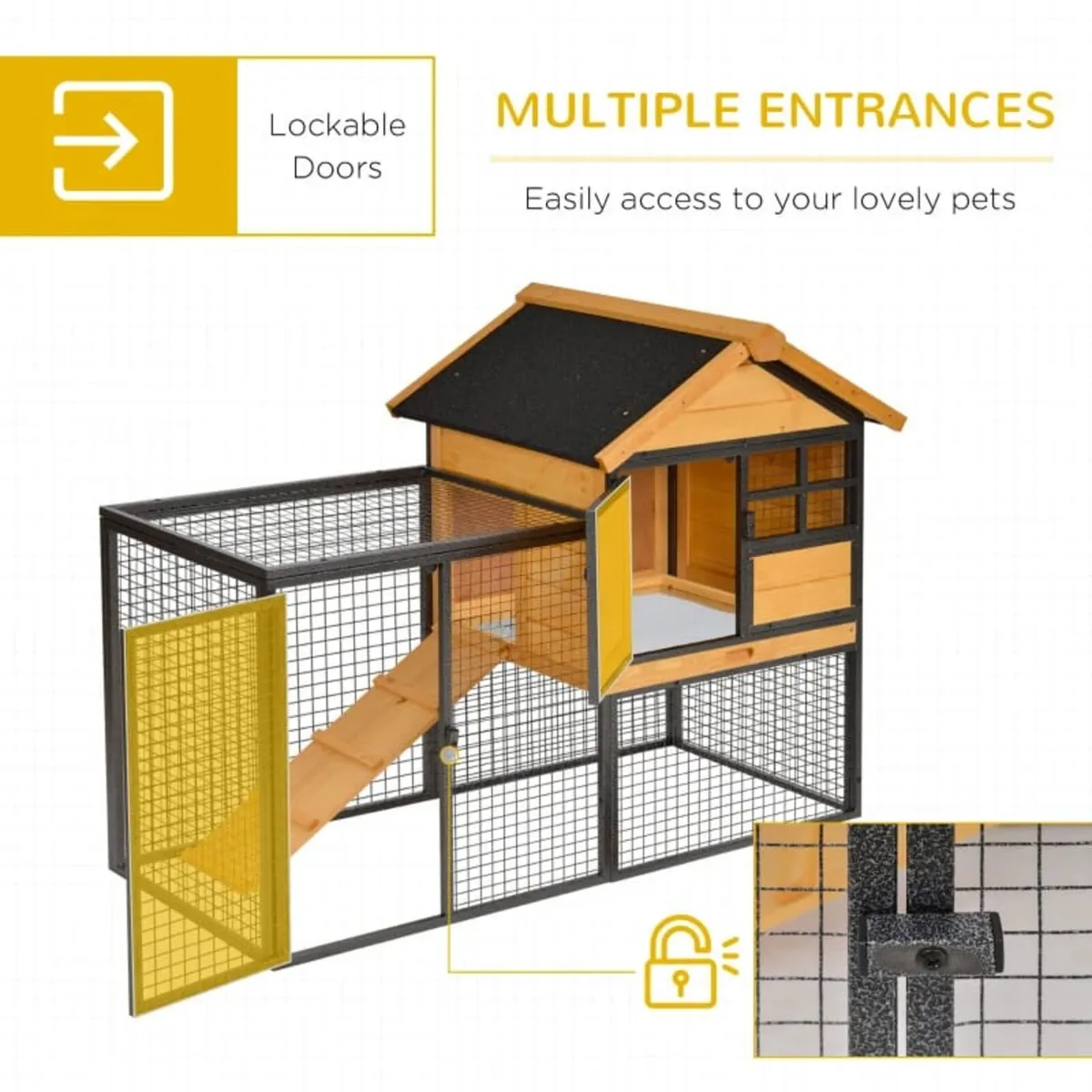 Rabbit Hutch Guinea Pig Hutch Wood-metal Elevated - Image 2