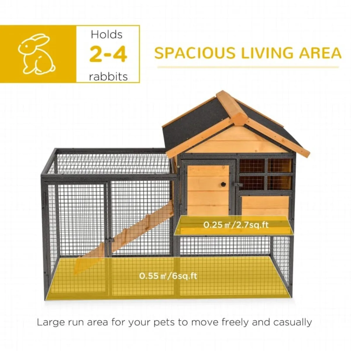 Rabbit Hutch Guinea Pig Hutch Wood-metal Elevated - Image 3