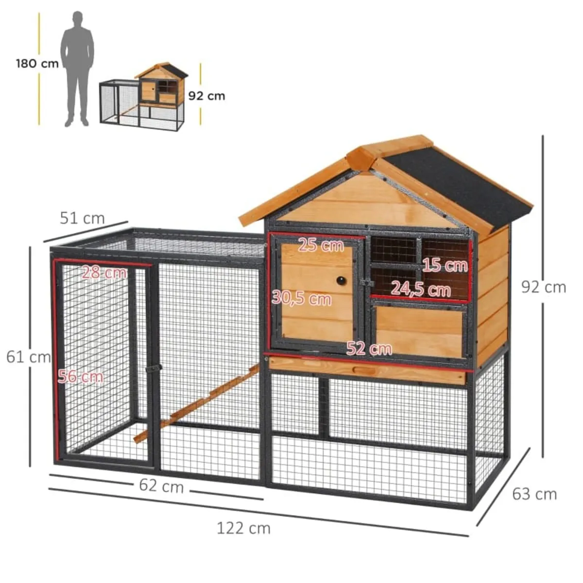 Rabbit Hutch Guinea Pig Hutch Wood-metal Elevated - Image 4