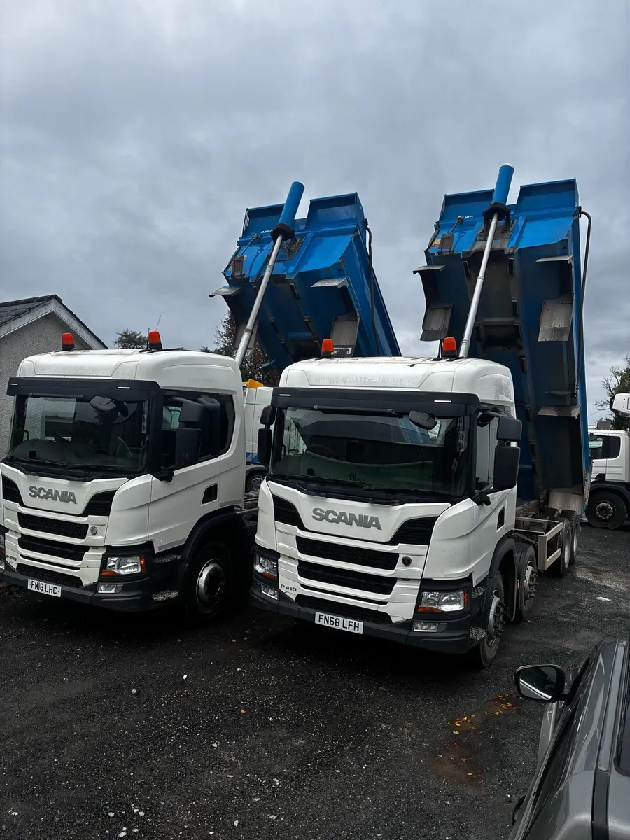 2 x scania p410 xt steel body tipper 2018 - Image 1