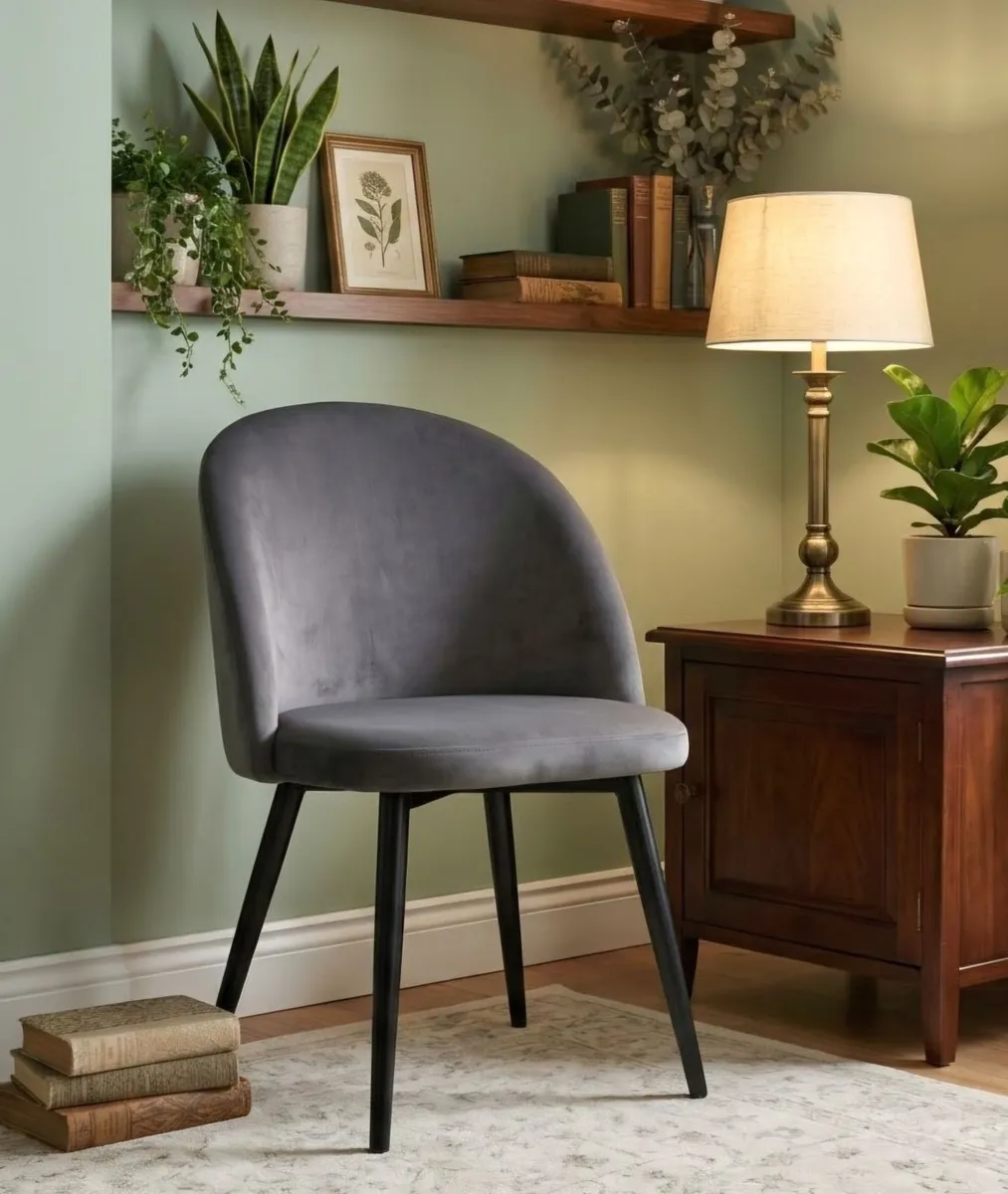Grey Velvet Accent Chair - Image 1