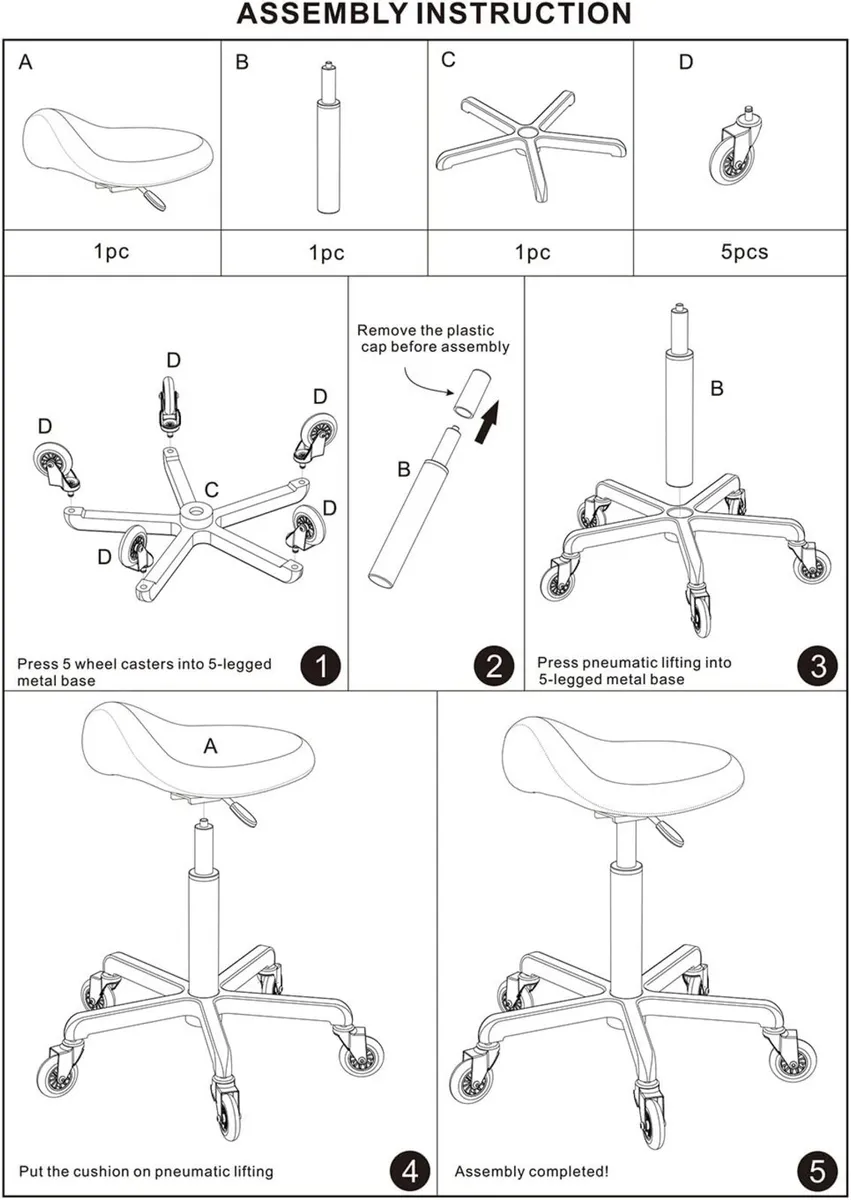 Professional Saddle Stool with Wheels Ergonomic - Image 4