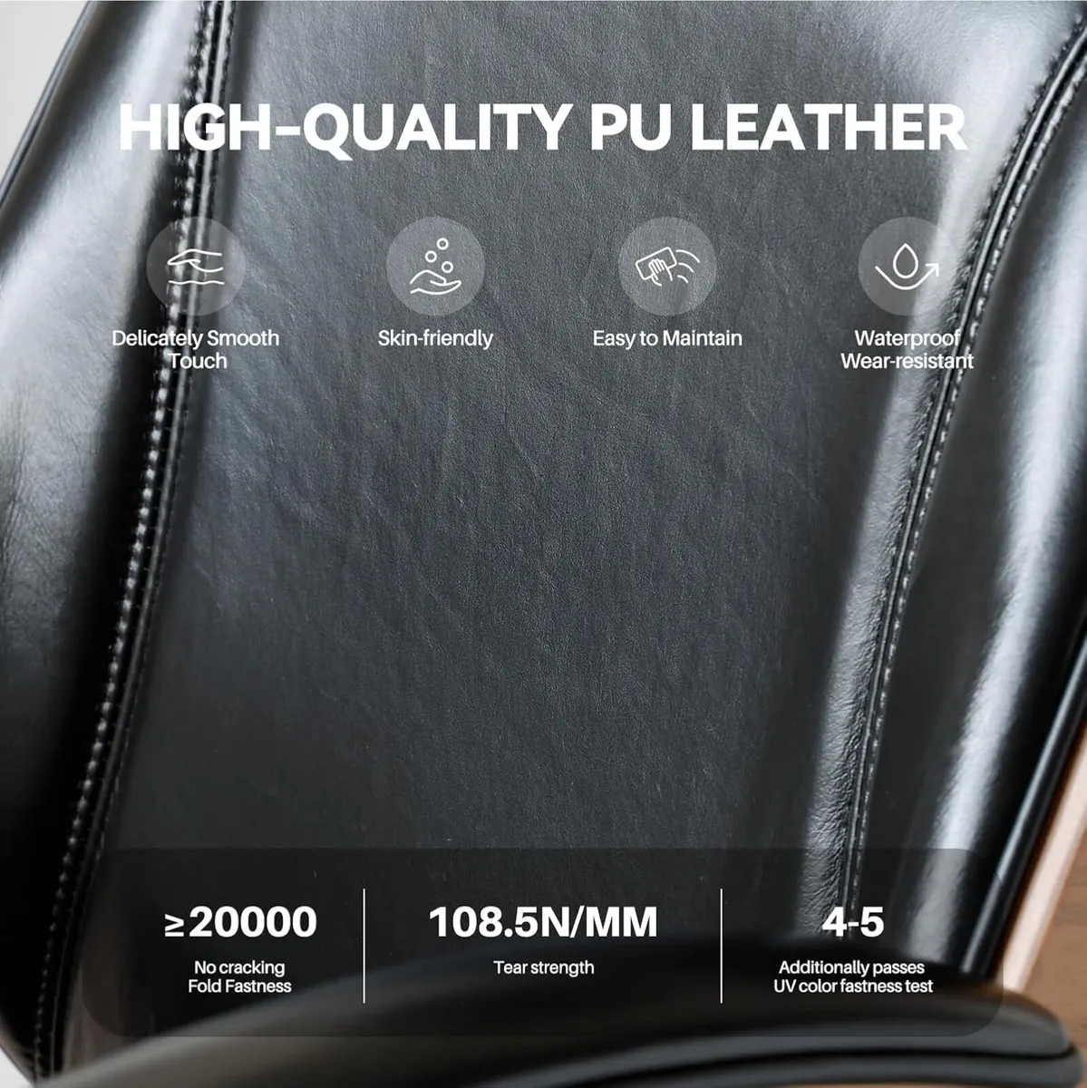 Home Office Desk Chair Mid Back PU Leather - Image 4