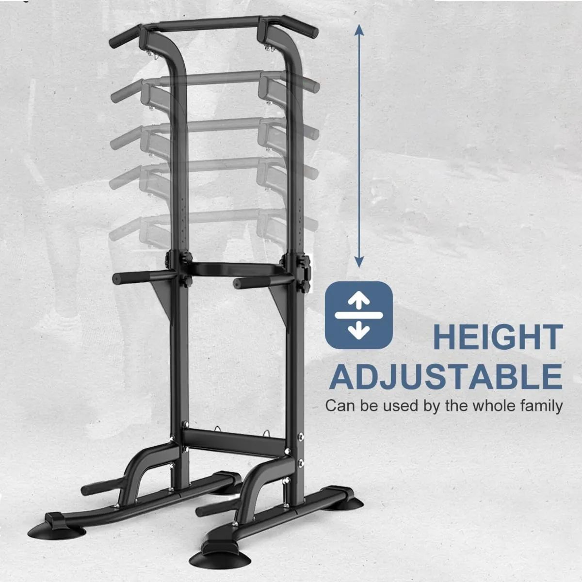 Pull Up Dip Station Stand Power Tower Adjustable - Image 2