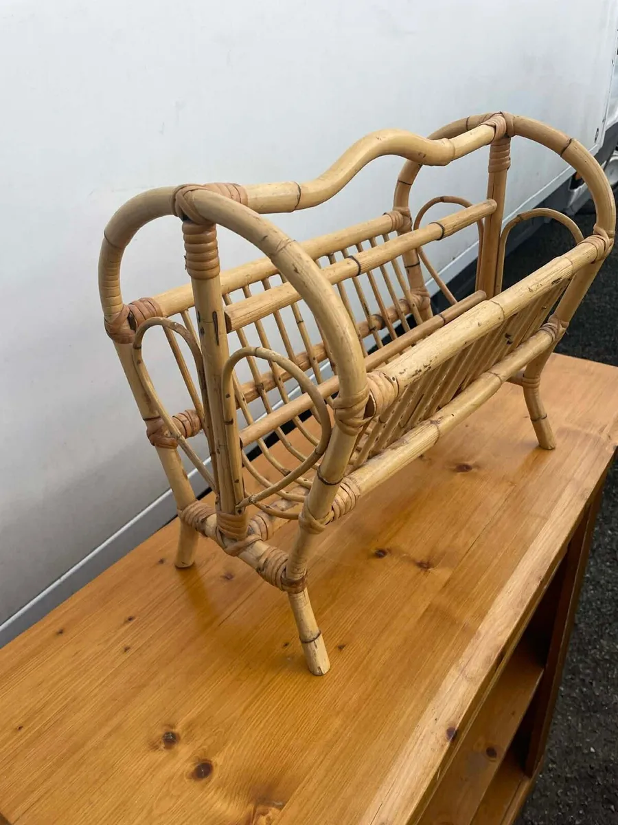 bamboo furniture mirror  & magazine basket - Image 2