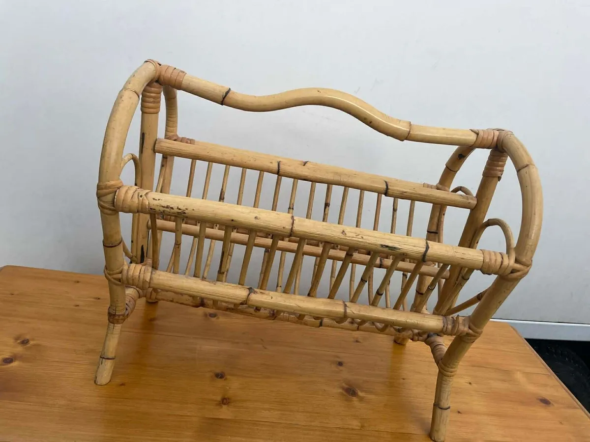 bamboo furniture mirror  & magazine basket - Image 3