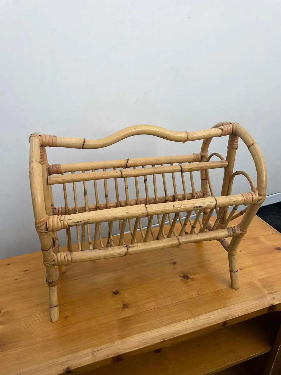 bamboo furniture mirror  & magazine basket - Image 4