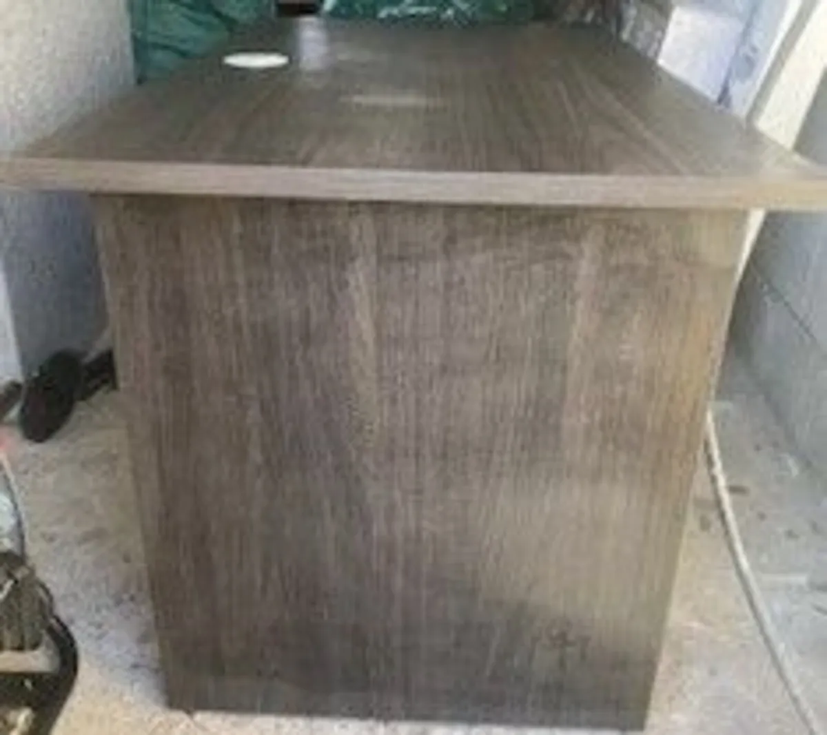 Brown Computer Desk and Black Office Chair - Image 3