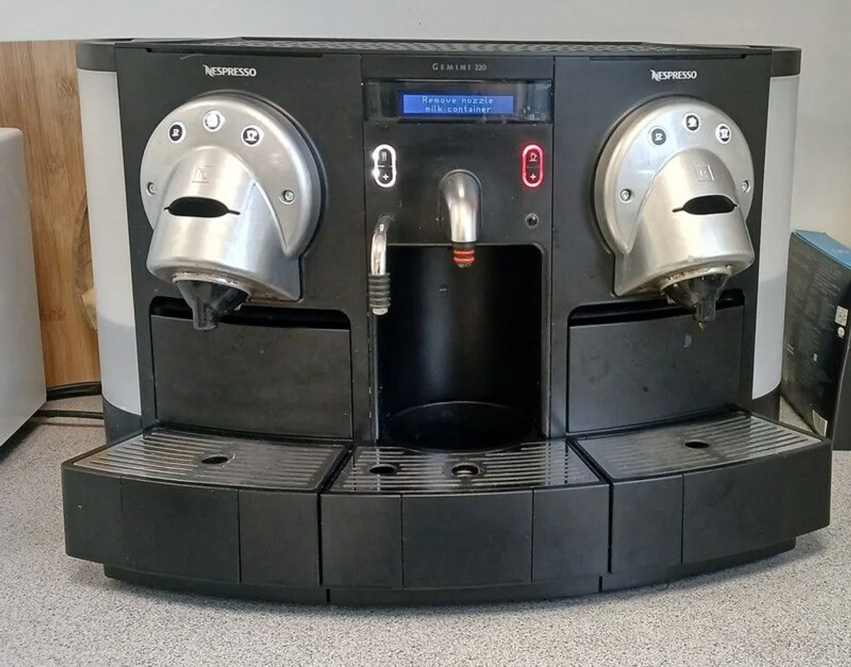 Nespresso Gemini 220 coffee machine and Belling mini fridge - Image 1