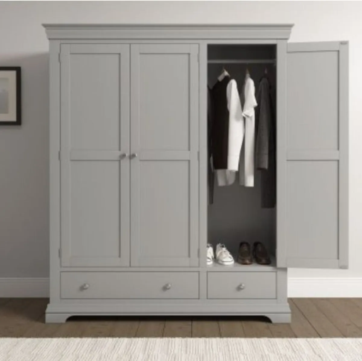 Bordeaux 3 Door Wardrobe Pebble Grey - Image 1