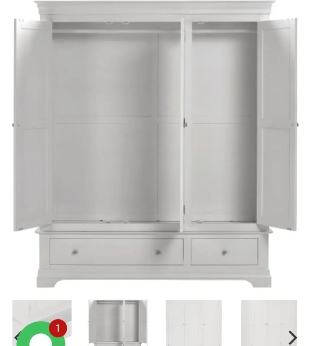 Bordeaux 3 Door Wardrobe Pebble Grey - Image 2