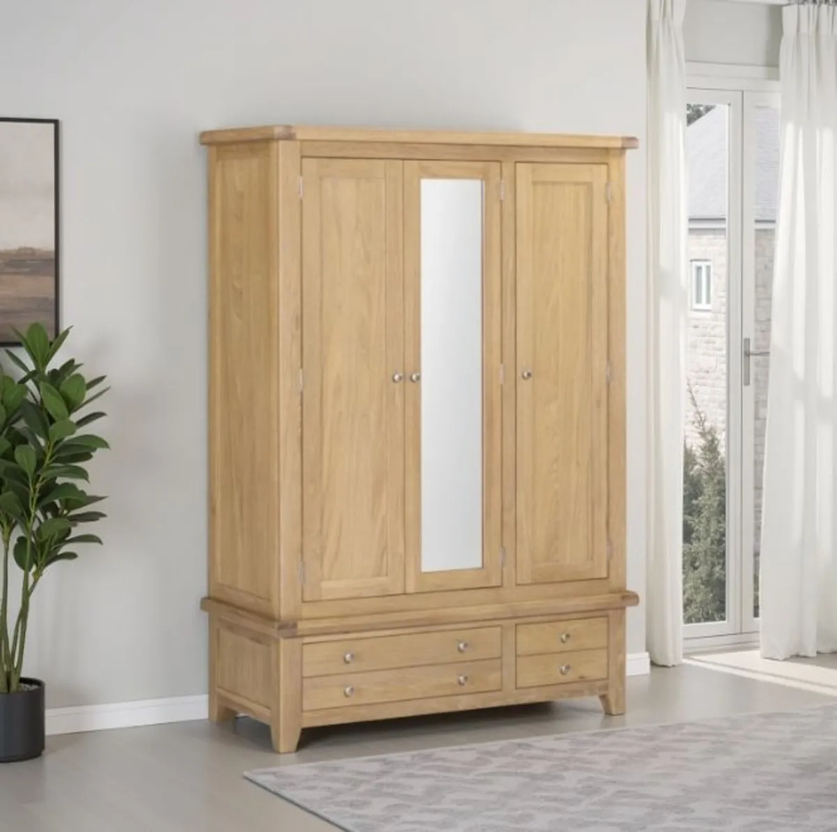 Windsor 3 Door 2 Drawer Wardrobe Natural Oak - Image 1