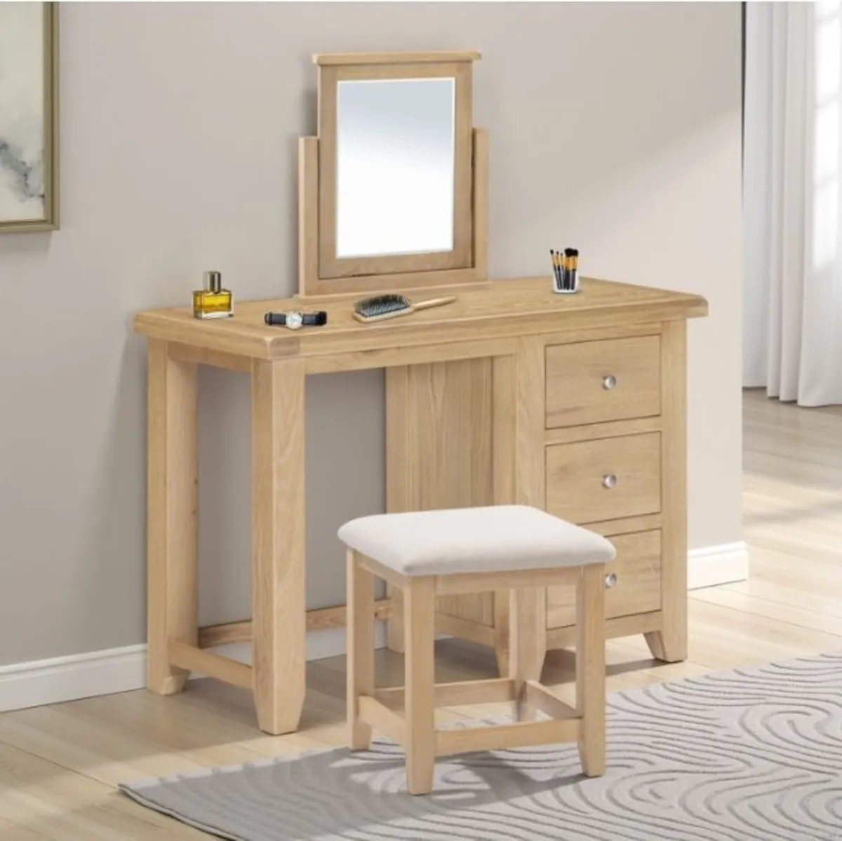 Windsor 3 Drawer Dressing Table Set Natural Oak - Image 2