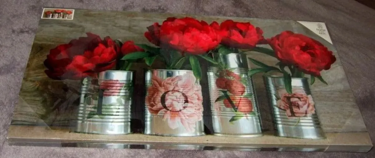 BNIB "LOVE" Peonies Canvas Wall Art (30") - Image 1