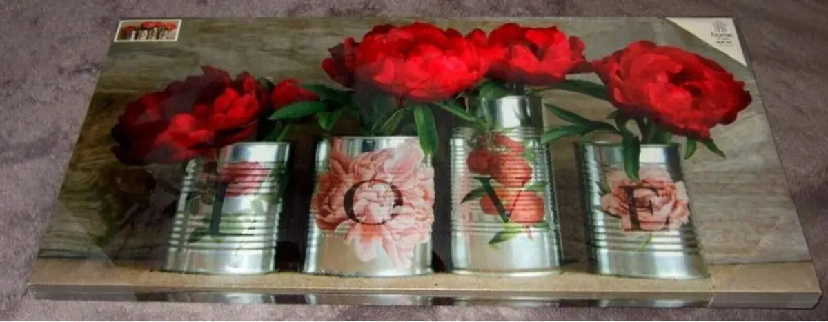 BNIB "LOVE" Peonies Canvas Wall Art (30") - Image 2