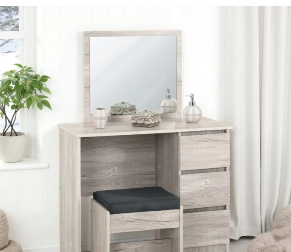 Malvern 3 Drawer Dressing Table Set – Urban Snow - Image 1