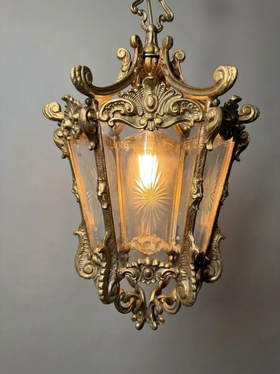 Stunning French Louis XV Style Brass Lantern - Image 2