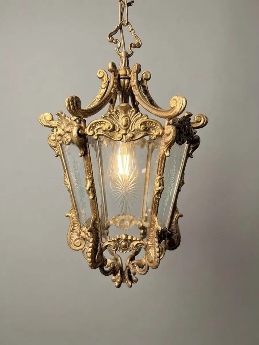 Stunning French Louis XV Style Brass Lantern - Image 3