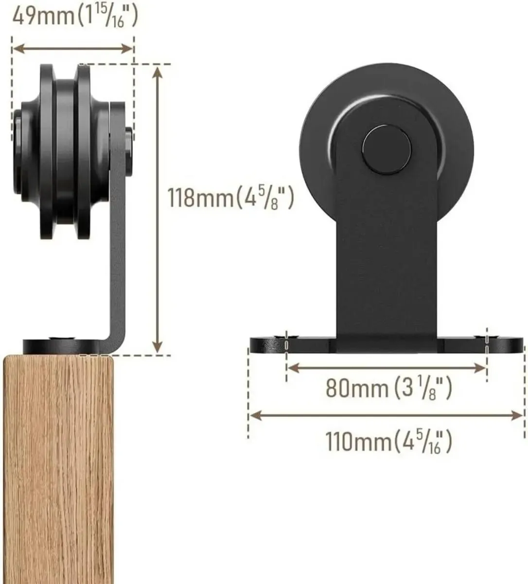 5.5FT Black Sliding Door Track Kit for Barn Doors - Image 1