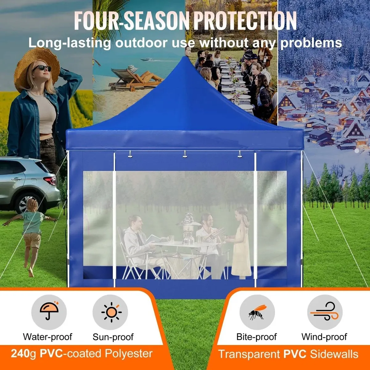 Gazebo Tent 10 x 10 FT (3 x 3m) Pop Up Blue - Image 4