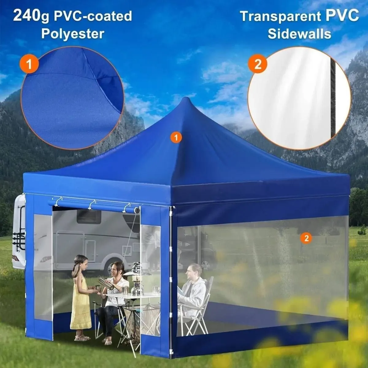 Gazebo Tent 10x10 FT (3x3m) with Wheeled Carry Bag - Image 2