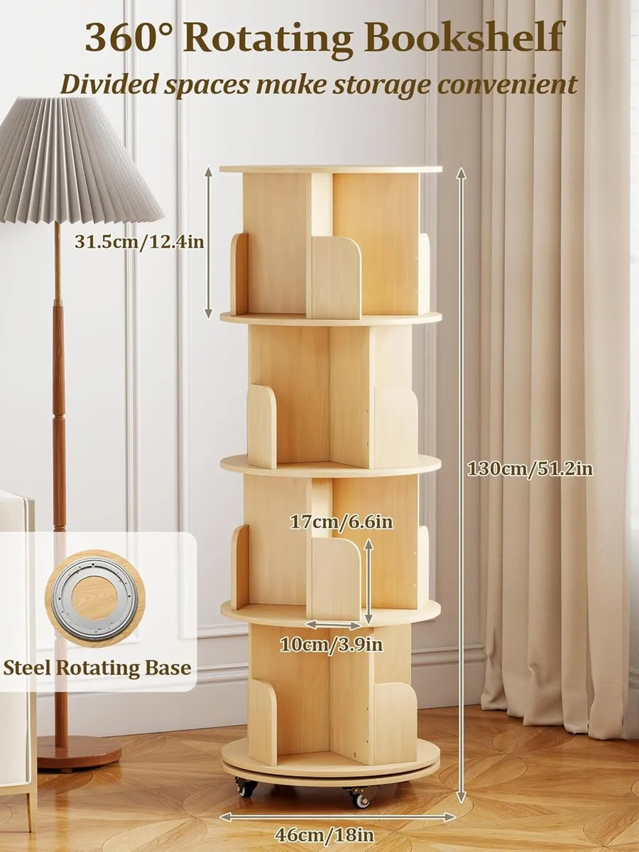 4-Tier 360° Removable Rotating Bookshelf Kids - Image 2