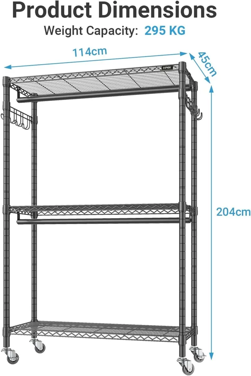 R2 Plus Heavy Duty Rolling Clothes Rail - Image 2