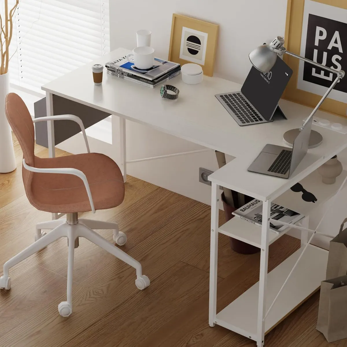 Small L Shaped Desk with Power Outlets - Image 2