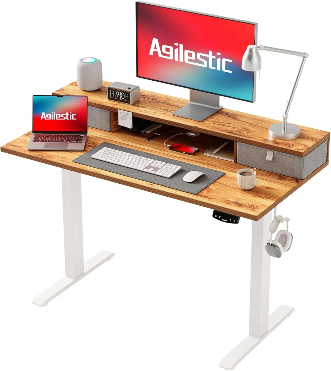 Electric Adjustable Height Desk with 2 Fabric - Image 1