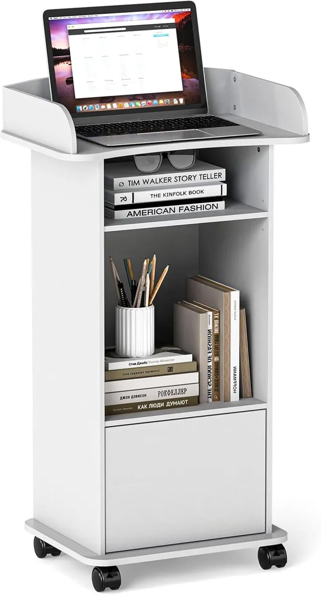 Lecterns Podiums Portable Mobile Wood Lectern - Image 1