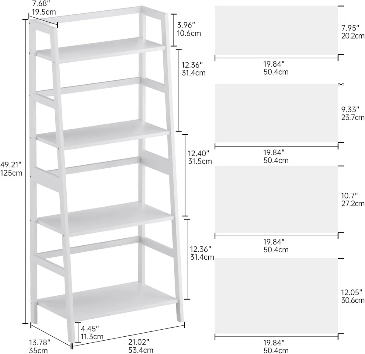 Ladder Shelf 4 Tier Bookshelf Bookcase with Bamboo - Image 3