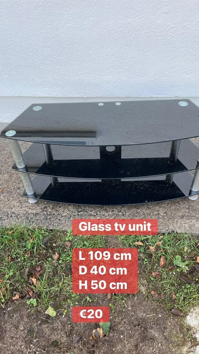 glass tv unit as new - Image 1
