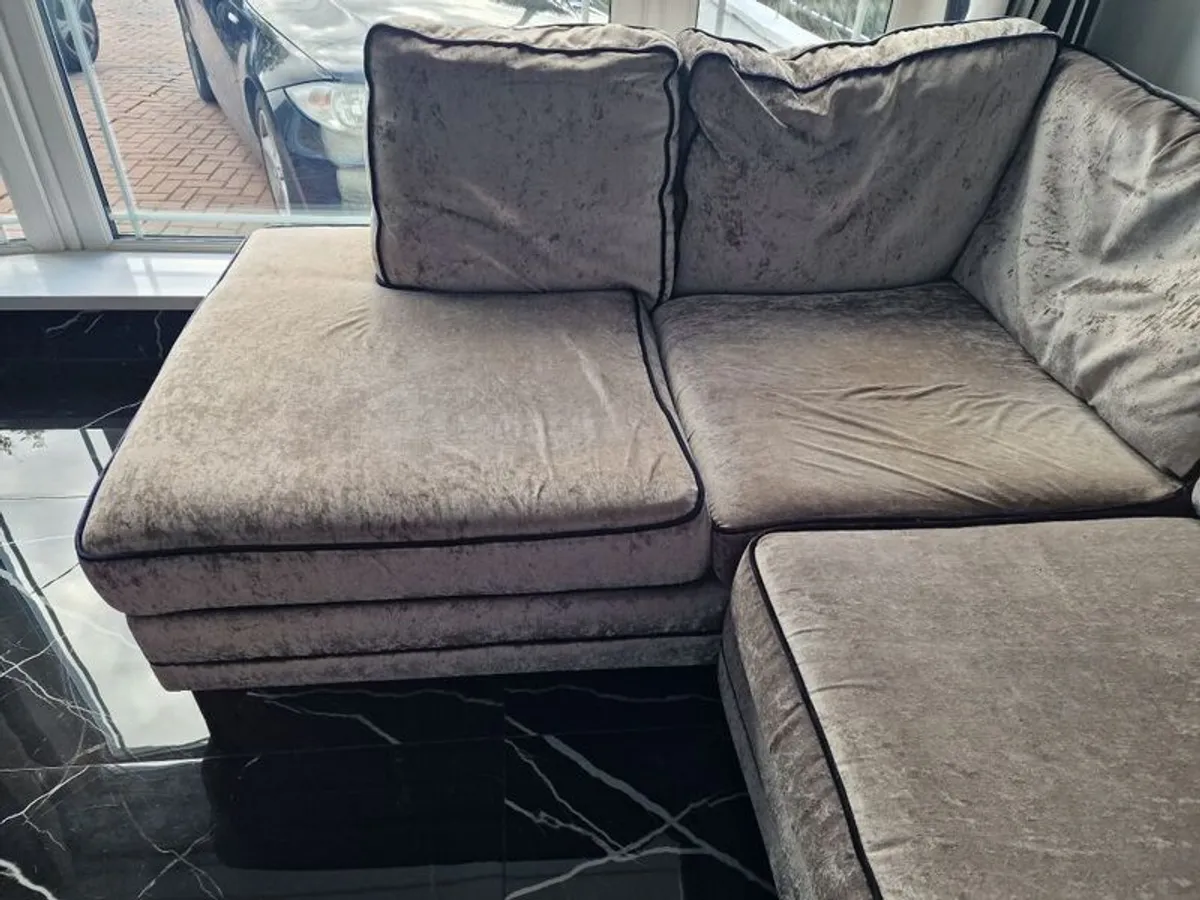 L-Shaped Corner Sofa + Footstool - Image 2