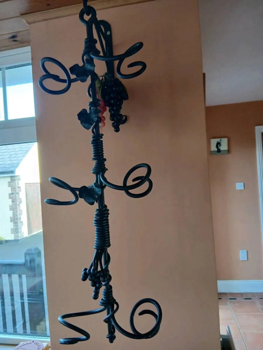 Heavy Duty Vintage Wrought Iron Six Bottle Wall Ha - Image 1
