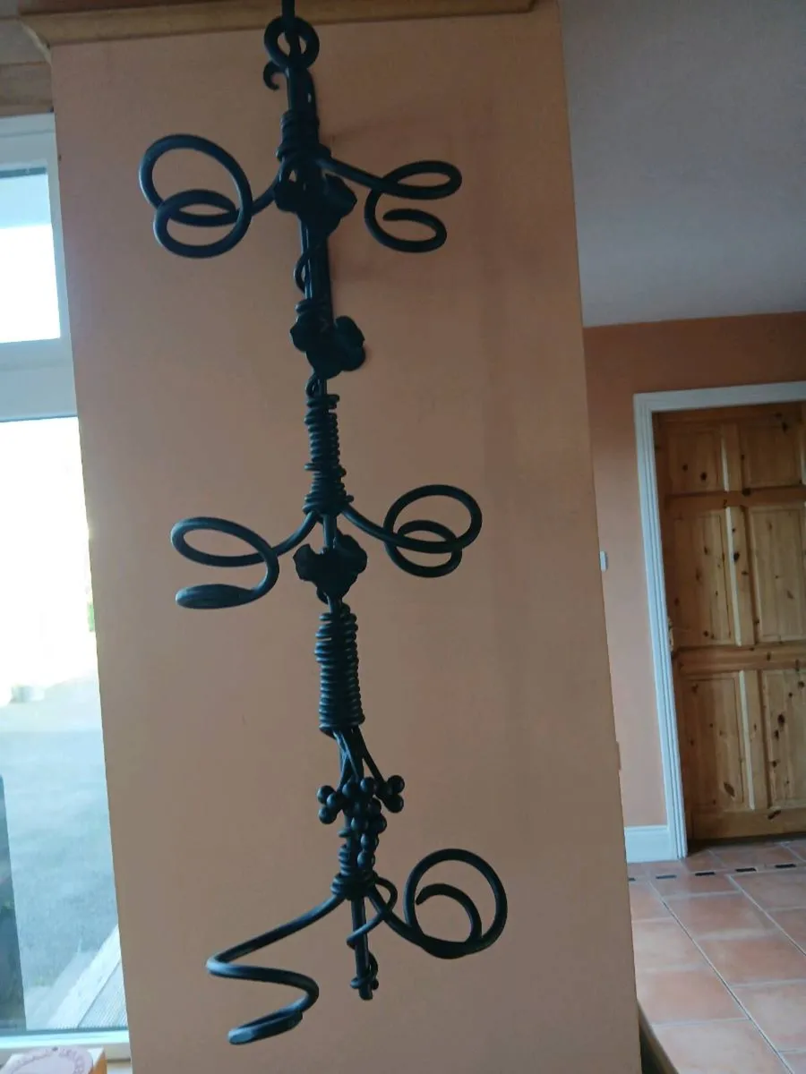 Heavy Duty Vintage Wrought Iron Six Bottle Wall Ha - Image 2