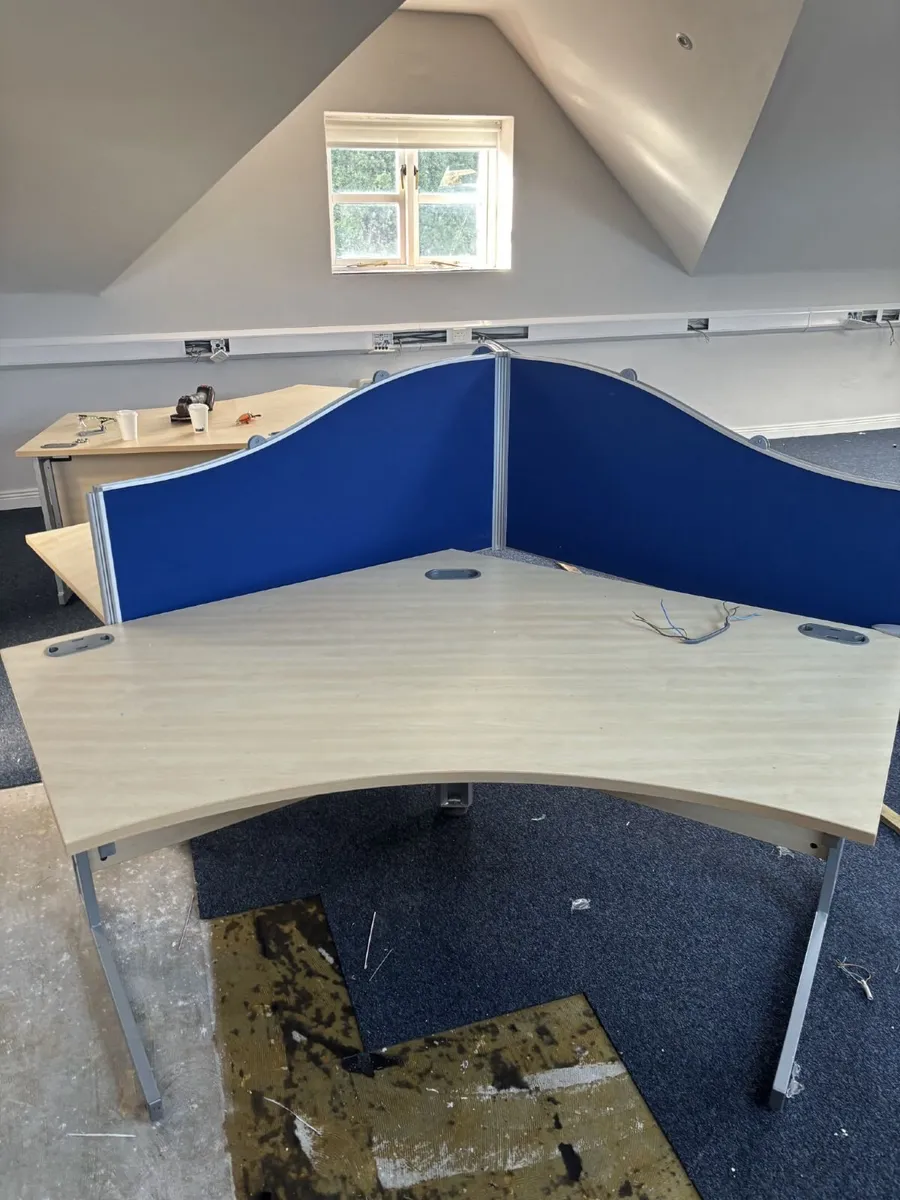 Office Desks & Blue Desk Divider Screens - Image 1