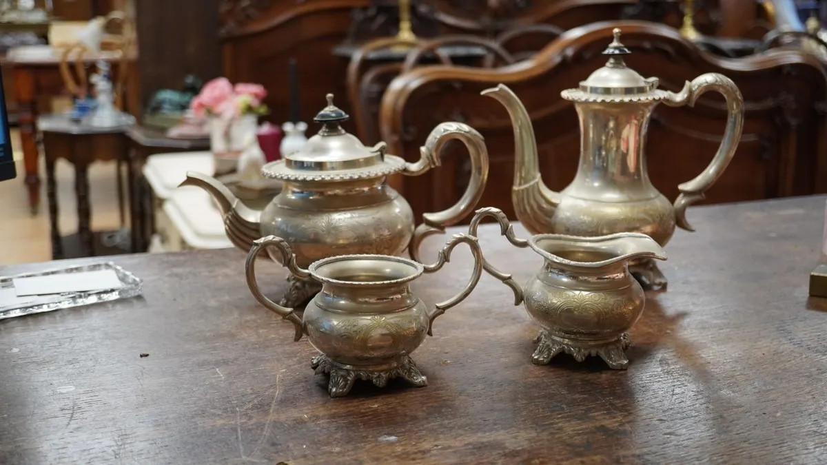 Vintage Silver-Plated Four-Piece Tea & Coffee Set - Image 1