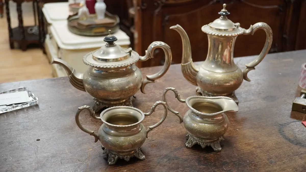 Vintage Silver-Plated Four-Piece Tea & Coffee Set - Image 2
