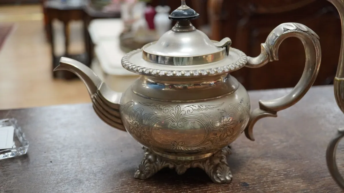 Vintage Silver-Plated Four-Piece Tea & Coffee Set - Image 3