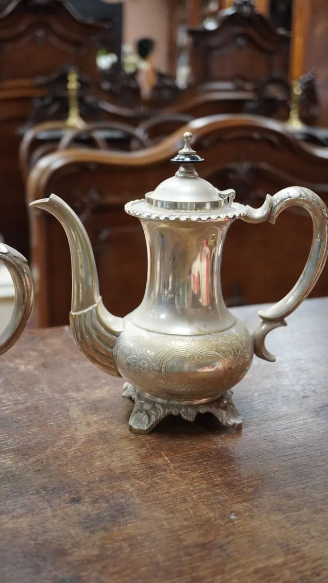 Vintage Silver-Plated Four-Piece Tea & Coffee Set - Image 4