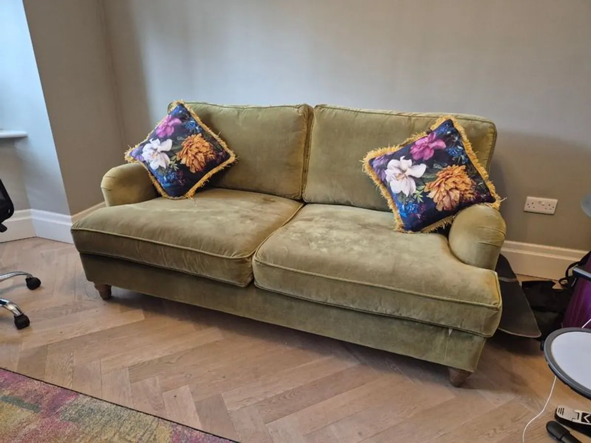 High-End Sofa Bed from Sofa.com "Bluebell" 2.5-Seater Sofa Bed in Olive Velvet - Image 1