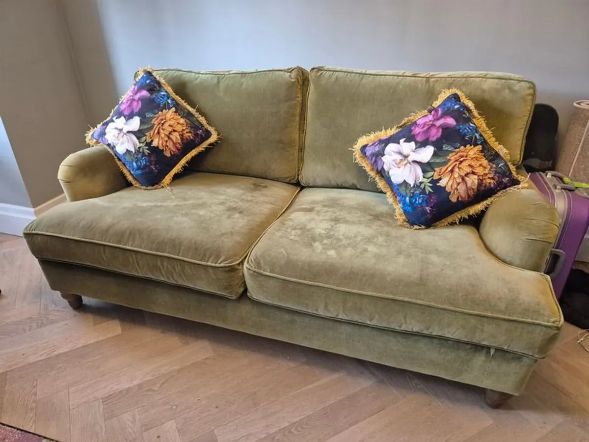High-End Sofa Bed from Sofa.com "Bluebell" 2.5-Seater Sofa Bed in Olive Velvet - Image 4