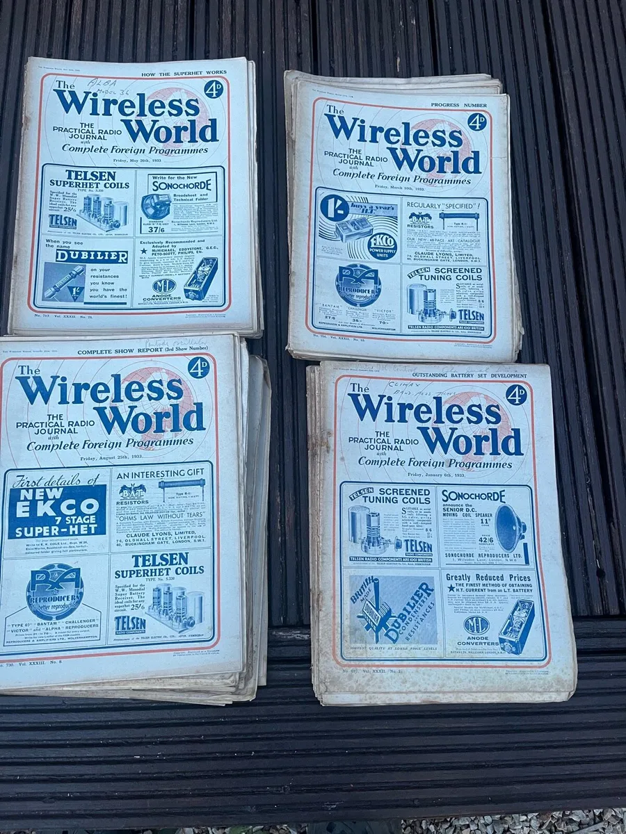 1933 Wireless World Magazines - Image 1