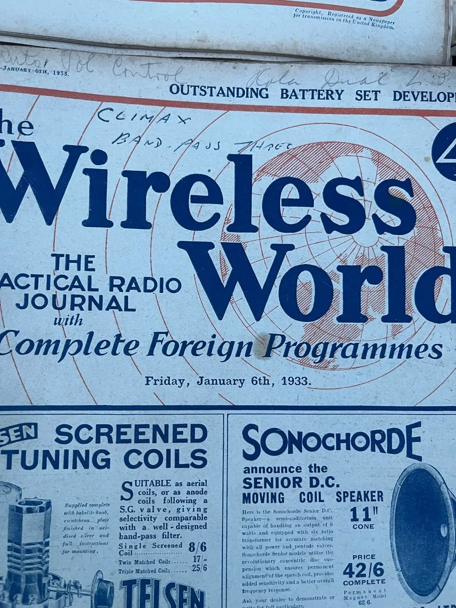 1933 Wireless World Magazines - Image 2