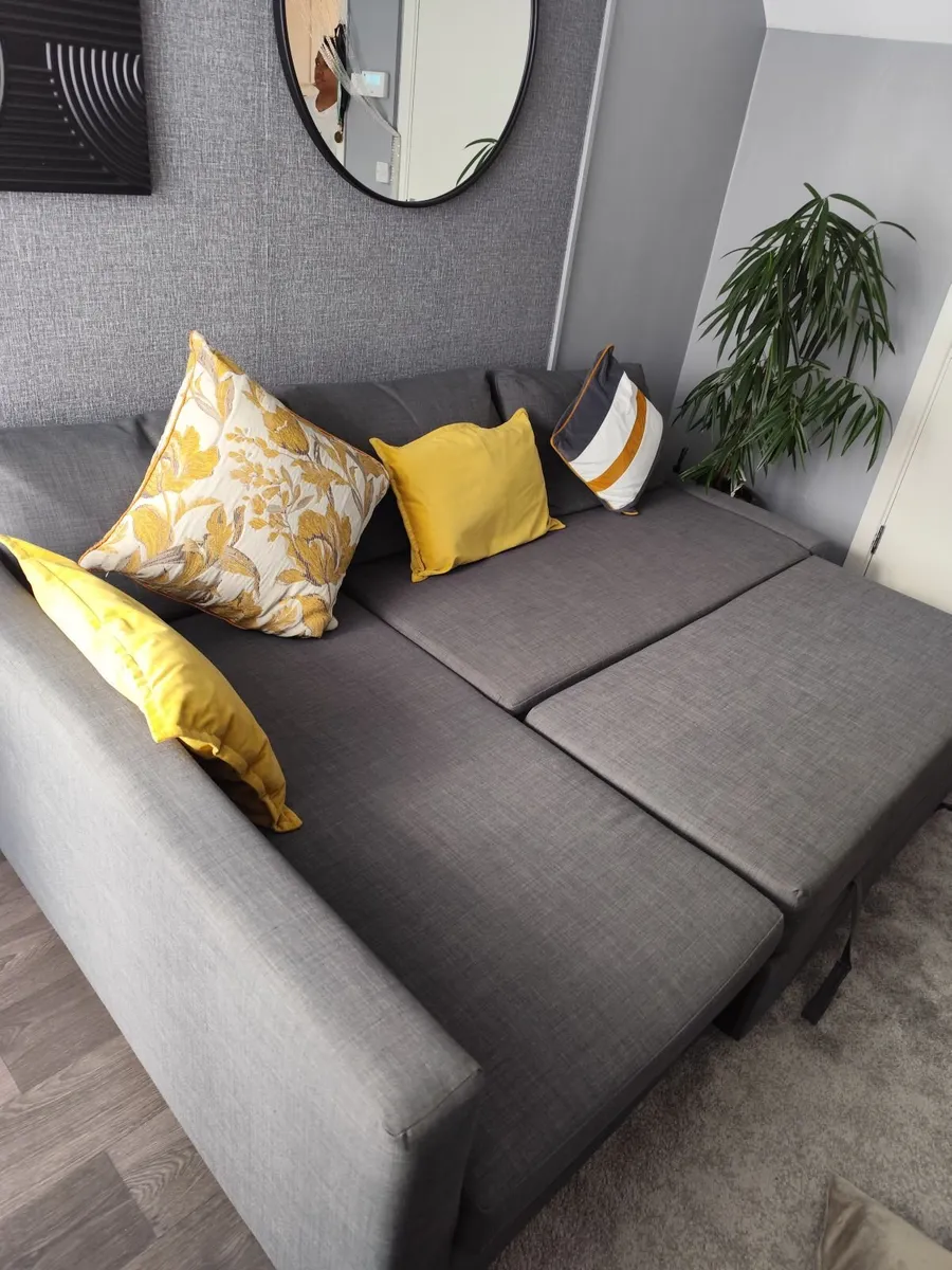 Corner Sofa bed with storage dark grey - Image 1