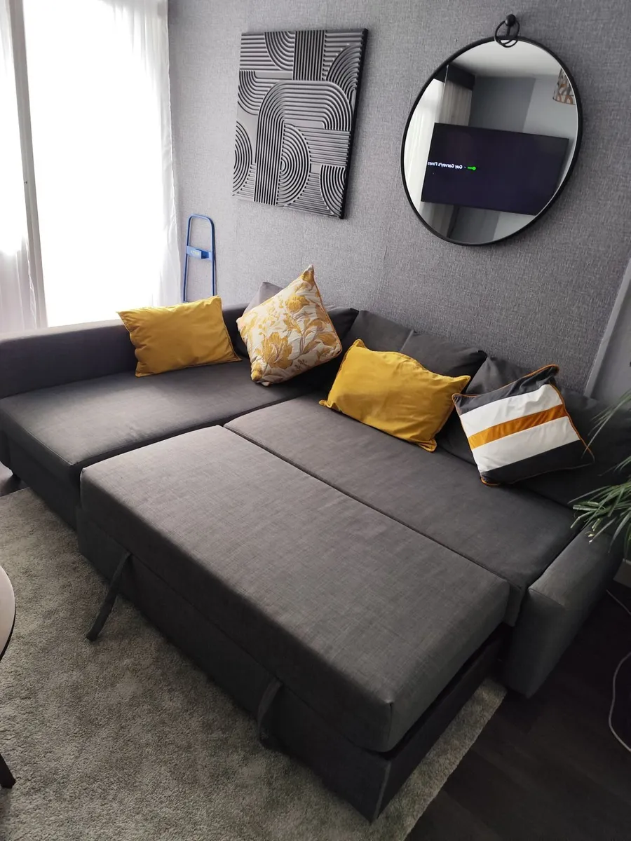 Corner Sofa bed with storage dark grey - Image 2