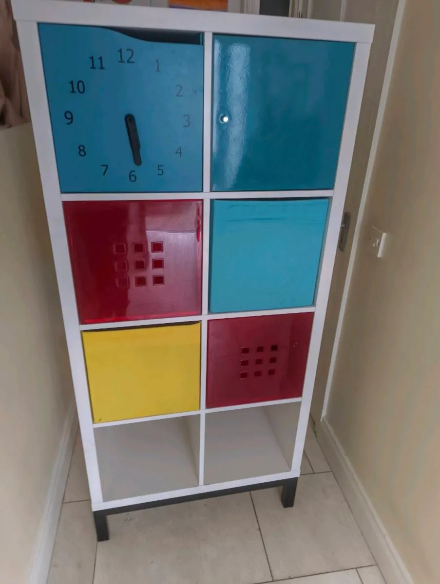 White IKEA Kallax 8 cube w/ inserts - Image 1